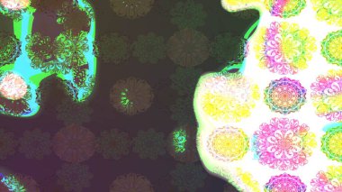 Soyut çiçek çizim kalıbı arka planı. Raster deseni. Raster illüstrasyonu. Yeşil renklerde. Küçük çiçekte sevimli çiçek deseni var..