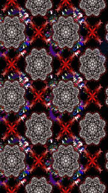 Çiçeksel çizim kalıbının yansıması. Vadinin çiçekleri siyah renklerde.