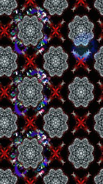 Siyah renkli etnik çiçeklerle süslenmiş zarif bir eskiz şekli. Asya Tekstil 'inde Raster Çiçek İllüstrasyonu.