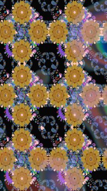 Şirin çiçekler. Çizgi çizimi kalıbı. Raster Moda kumaş deseni.