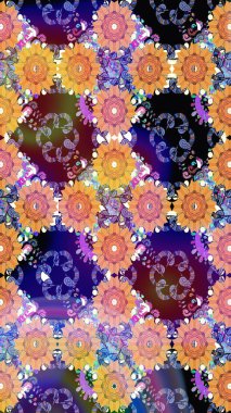 Küçük çaplı çiçeklerdeki basit şirin desenler. Tekstil veya kitap kapakları, imalat, duvar kağıtları, baskı, hediye paketi ve yapıştırma kitabı için çiçek eskizi geçmişi. Raster illüstrasyonu.