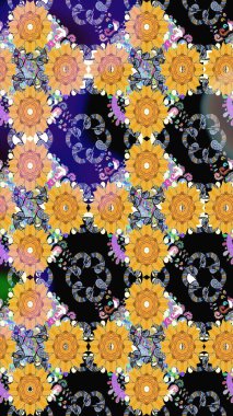 Doodle çiçekler ve dalları, otlar ve çiçekler. Elle çizilmiş. Raster resim. Güzel kumaş deseni.