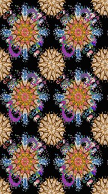 Sevimli çiçek raster deseni. Modaya uygun kumaş deseni. Renkli Yaz Temalı eskiz kalıbı. Düz Çiçek Elementleri Tasarımı.