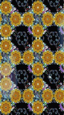 Çiçekli siyah eskiz deseni. Raster çiçek izi. Klasik taslak çizimi.