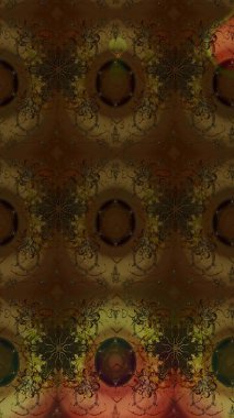 Raster illüstrasyonu. Şirin çiçekli eskiz deseni ve kahverengi renkli yapraklar, suluboya çiçek deseni, duvar kağıdı, kart veya kumaş için fayanslı.