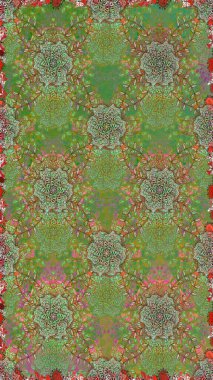 Etnik Mandala süsü. Kızılderili desenli desenli desenli şal deseni. Raster Henna dövme stili. Tekstil, tebrik kartı, boyama kitabı, telefon kılıfı baskısı için kullanılabilir.