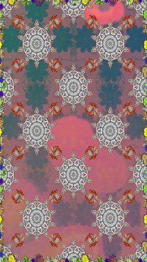 Pembe ve gri renklerde. Raster illüstrasyonu. Anti-stres için Raster soyut şablon sayfası.