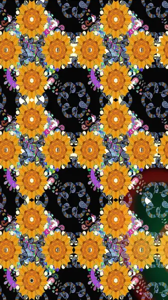 Küçük çiçekli basit bir çiçek çizimi. Siyah renkte sevimli çiçekler. Moda baskısı, albüm, ambalaj kağıdı ve duvar kağıdı için zarif dekoratif süslemeler. Raster illüstrasyonu.