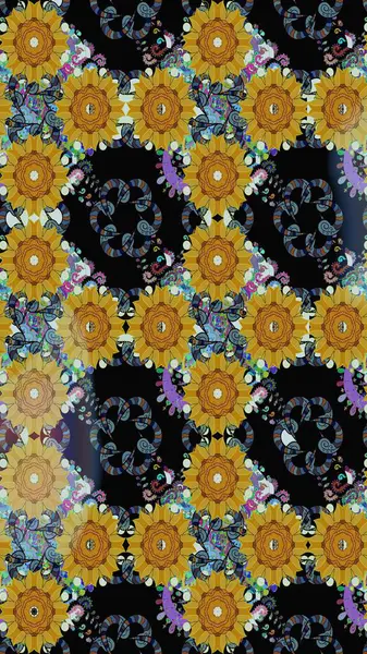 Çiçekli siyah eskiz deseni. Raster çiçek izi. Klasik taslak çizimi.