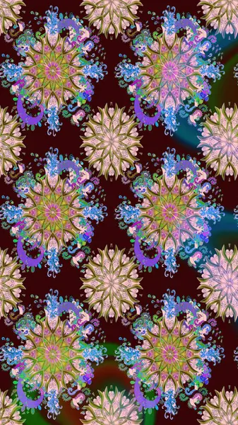 Raster illüstrasyonundaki çiçek desenli çizim. Suluboya tarzında kahverengi renkte çiçekler.