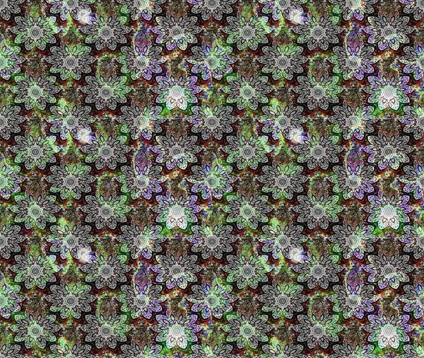 Sınır Kızılderili çiçekli paisley patten. Raster Henna tarzı. Etnik Mandala havlusu. Tebrik kartı geçmişi, boyama kitabı, arkaplan ve tekstil için kullanılabilir. Taslak süsleme izi.