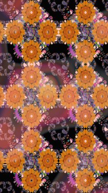 Çiçek ve yapraklı çiçek deseni. Küçük çiçekli şirin bir desen. Raster illüstrasyonu.