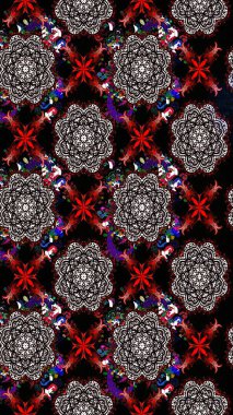 Çiçeksel çizim kalıbının yansıması. Vadinin çiçekleri siyah renklerde.