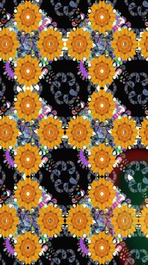 Küçük çiçekli basit bir çiçek çizimi. Siyah renkte sevimli çiçekler. Moda baskısı, albüm, ambalaj kağıdı ve duvar kağıdı için zarif dekoratif süslemeler. Raster illüstrasyonu.