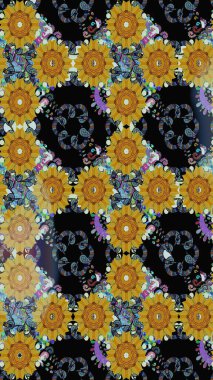 Çiçekli siyah eskiz deseni. Raster çiçek izi. Klasik taslak çizimi.