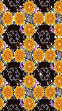 Eskiz Vintage Çiçek Deseni. Raster Kalça dokusu deseni.