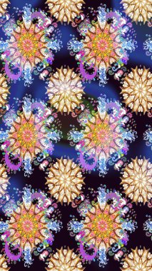 Şirin çiçekler. Çizgi çizimi kalıbı. Raster Moda kumaş deseni.