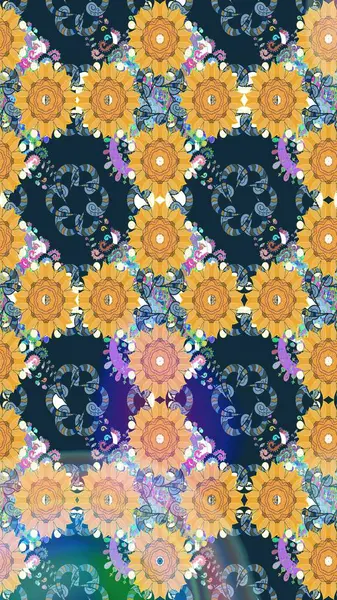 Çiçek ve yapraklı çiçek deseni. Küçük çiçekli şirin bir desen. Raster illüstrasyonu.