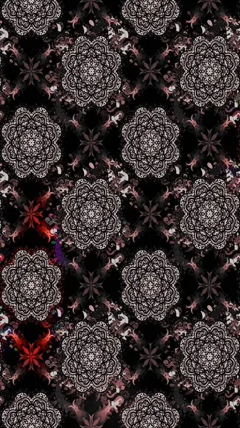 Suluboya çiçekli çiçek deseni. Raster illüstrasyonu. Siyah renkte güzel tekstil.