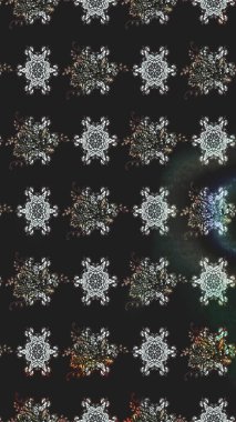 Çok renkli, zarif küçük çiçekler ve gri renkli komik böcekler, raster desen, illüstrasyon.