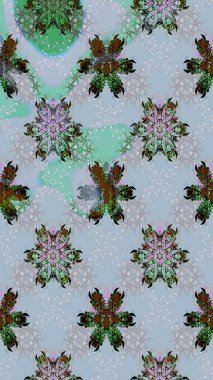 Klasik çiçekler. Yaz çiçekleri teması. El çizimi, soyut ve süslü elementler. Mavi renkler. Suluboya resim taklit Raster illüstrasyonu.