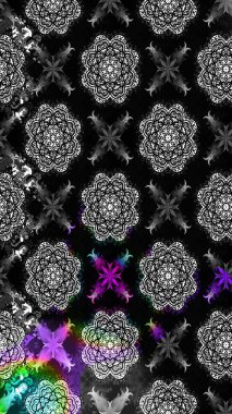 Siyah renkte güzel çiçekler, suluboya desenli, duvar kağıdı, kart ya da kumaş için fayanslı eskizler. Raster..