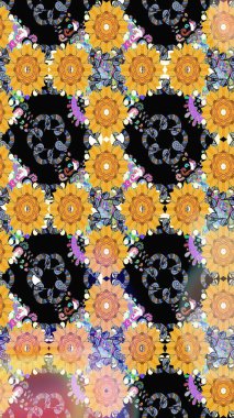 Eski usul küçük çiçekli şirin bir eskiz deseni. Moda arka planında parlak buketler. Kumaş, duvar kağıdı ve kağıt üzerine baskı yapmak için gelişen arka plan. Raster illüstrasyonu.