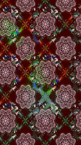 Eskiz klasiği. Raster Şirin kumaş deseni. Renkli Bahar Teması eskiz kalıbı. Düz Çiçek Elementleri Tasarımı.