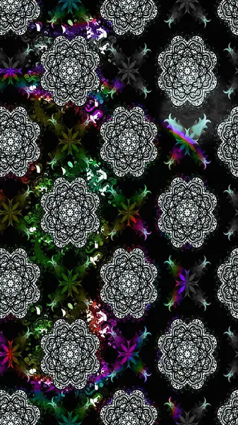 Çiçek deseni. Siyah renkte çiçek çizimi. Şatafatlı bahar bahçesi dokusu. Raster illüstrasyonu. Siyah renkte çiçekler.