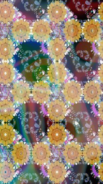 Çiçekli bej çizim deseni. Raster çiçek izi. Klasik taslak çizimi. Raster Yumuşak kumaş deseni.