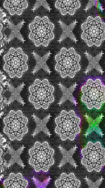 Çiçekli güzel suluboya desen. Raster illüstrasyonu. Gri renklerde.