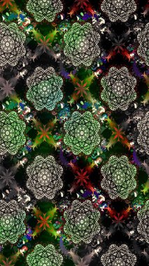 Renkli çizim kalıbı. Çiçek arkaplan. Çiçek duvar kâğıdı. Raster illüstrasyonu. Siyah renklerde sevimli tekstil.