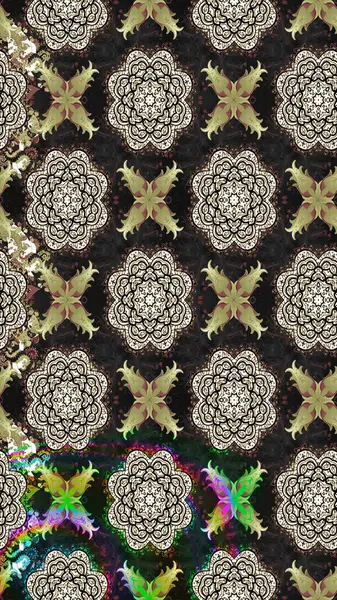 Parlak renkli çiçekleri ve gri renkli yaprakları olan harika bir çiçek deseni. Moda baskıları için zarif bir şablon. Modern çiçek arkaplanı. Halk stili.