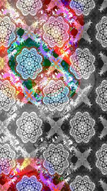 Raster illüstrasyonundaki çiçek desenli çizim. Gri renkli çiçekler.