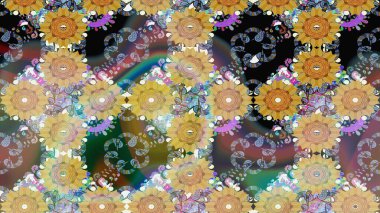 Renkli Bahar Teması eskiz kalıbı. Karalama çiçeği. Raster illüstrasyonu. Düz Çiçek Elementleri Tasarımı. Zentangle soyut çiçekleri. Şirin kumaş deseni.