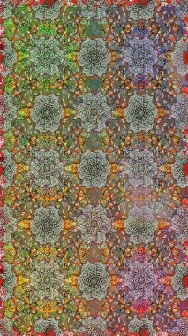 Kahverengi ve gri renkli çiçekler. Raster illüstrasyonunda kusursuz çiçek deseni.