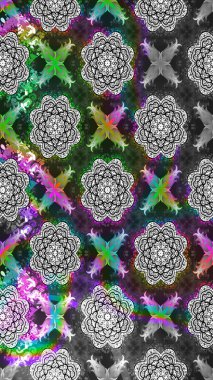 Yapraklı çiçekler ve kır renkli papatya çiçekleri. Eskiz arkaplan modeli. Raster - stok.