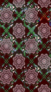 Küçük çiçekteki sevimli çiçek deseni. Raster deseni. Kahverengi renkte yaz çiçekleri. Raster illüstrasyonu.