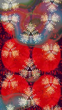 Sevimli çiçek raster deseni. Sketch Colour Spring Theme eskiz kalıbı. Düz Çiçek Elementleri Tasarımı. Kırmızı renkte çiçekler.