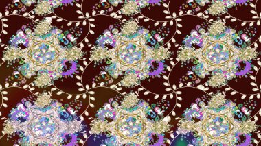 Çiçekli el çizimi çizimi deseni. Modern gelişim kahverengi raster arka plan duvar kâğıdı illüstrasyon klasik çizgili iz sürme desenli çiçekler, çiçekli süsler.