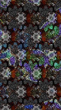 Renkli Bahar Teması eskiz kalıbı. Raster güzel kumaş deseni çiziyor. Çiçek deseni. Düz Çiçek Elementleri Tasarımı.