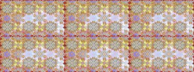 Renkli Bahar Temalı Kusursuz Arkaplan. Raster illüstrasyonu. Düz Çiçek Elementleri Tasarımı. Tarafsız ve bej renklerde zarif çiçek buketi suluboya.