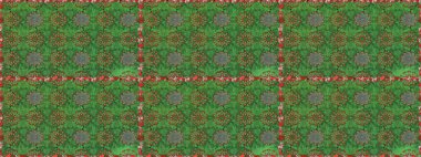 Raster. Yeşil ve kahverengi renkte güzel çiçekler, suluboya desenli, duvar kağıdı, kart ya da kumaş için fayanslı desenler..