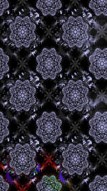 Raster illüstrasyonundaki çiçek desenli çizim. Siyah renkte çiçekler.