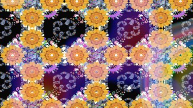 Sarı renkli çiçekler. Renkli Bahar Teması eskiz kalıbı. Raster illüstrasyonundaki çiçek desenli çizim. Düz Çiçek Elementleri Tasarımı.