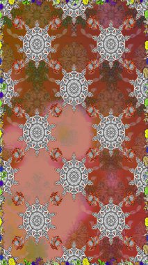 Raster illüstrasyonunda kusursuz çiçek deseni. Renkli Bahar Temalı Kusursuz Arkaplan. Düz Çiçek Elementleri Tasarımı. Güzel kumaş deseni.