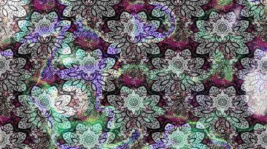 Şirin çiçek elementleri. Taslak desenli, modaya uygun kumaş deseni. Düz Çiçek Elementleri Tasarımı. Raster illüstrasyonu. Renkli Bahar Teması çizim şablonu.