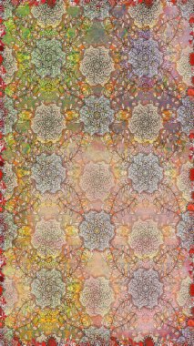 Renkli Bahar Temalı Kusursuz Arkaplan. Raster illüstrasyonu. Düz Çiçek Elementleri Tasarımı. Zarif çiçekler bej ve nötr renklerde suluboya.