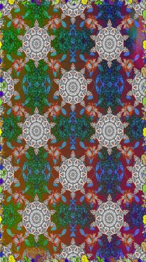 Raster illüstrasyonunda kusursuz çiçek deseni. Renkli Bahar Temalı Kusursuz Arkaplan. Gri ve kahverengi renkli çiçekler. Düz Çiçek Elementleri Tasarımı.