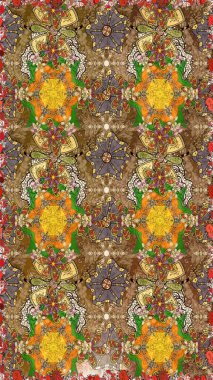 Raster illüstrasyonu. Kahverengi ve bej renklerde. Anti-stres için Raster soyut şablon sayfası.